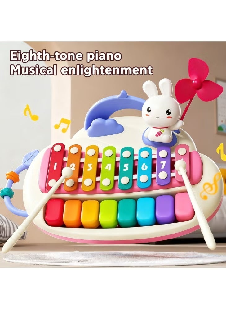 Hihonor 2-in-1 Piano & Xylophone Toy, 8-Key Multicolor Musical Instrument with 12 Songs, Rabbit Design, Kids Educational Sensory Learning Toy, for Toddlers Boys & Girls - Image 5